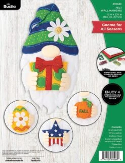 Gnome For All Seasons Wall Hanging Felt Kit -Crocheting Supplies Store 34361a