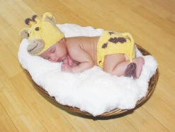 Giraffe Hat & Diaper Cover Set - Size Newborn-3 Months