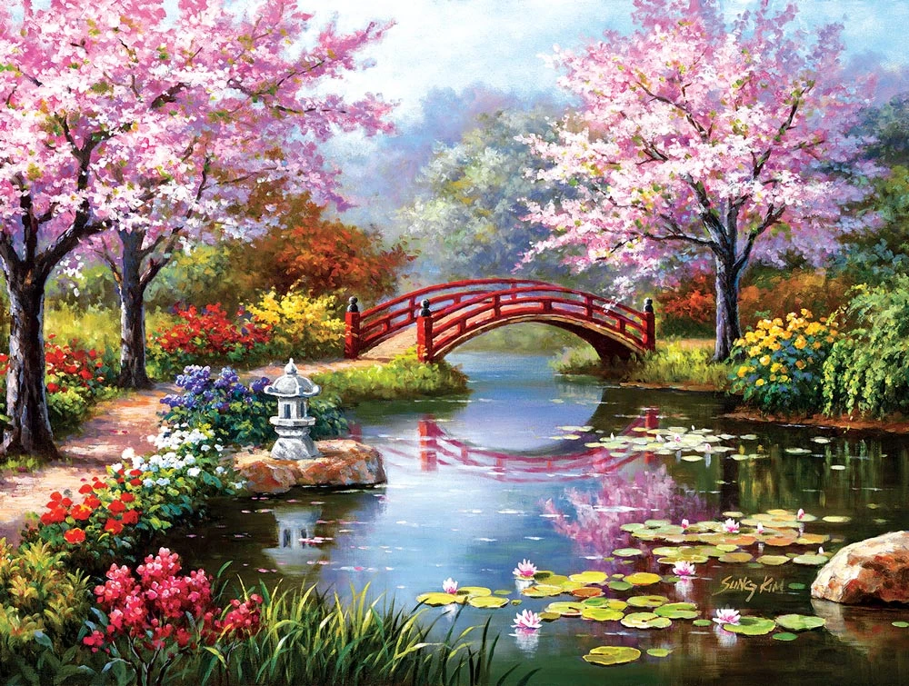 Japanese Garden In Bloom Jigsaw Puzzle 1 Japanese Garden In Bloom Jigsaw Puzzle