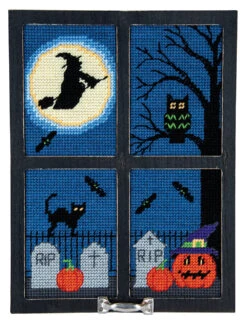Spooky Night Window Frame Plastic Canvas Kit