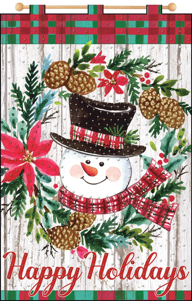 Snowman Wreath Felt Sequin Banner 1 Snowman Wreath Felt Sequin Banner