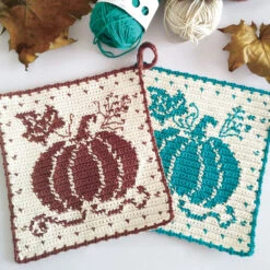 Tapestry Pumpkin Pot Holders