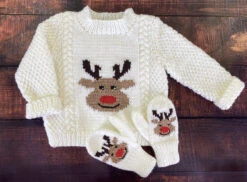 Reindeer Pullover And Mitts | Knit Childs Christmas Sweater Kit