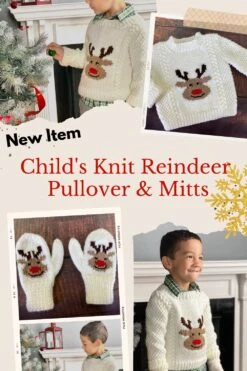 Reindeer Pullover And Mitts | Knit Childs Christmas Sweater Kit -Crocheting Supplies Store NeutralInteriorDesignPinterestPin 1