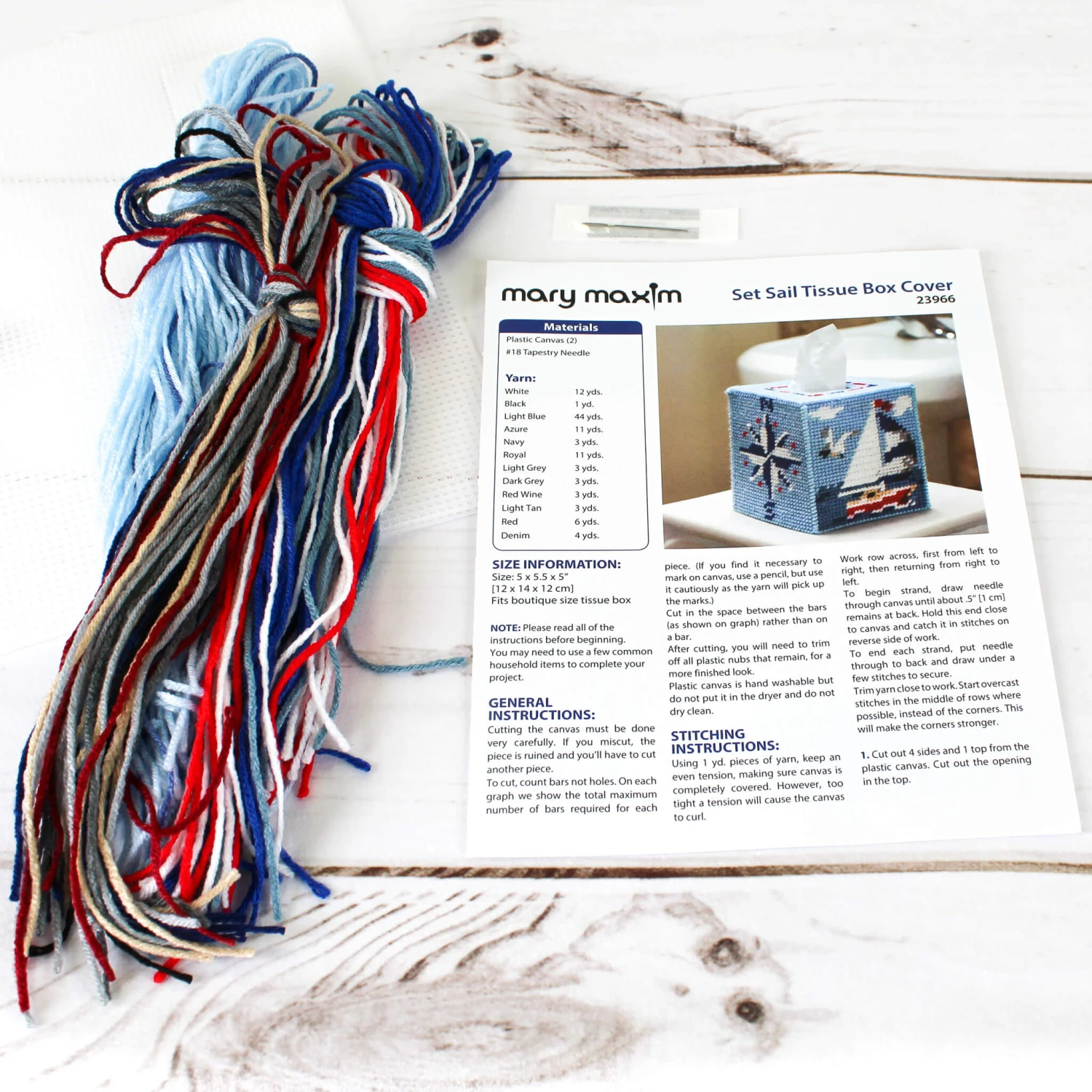 Set Sail Tissue Box Cover Plastic Canvas Kit 2 Set Sail Tissue Box Cover Plastic Canvas Kit - Image 2