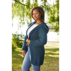 Hooded Crocheted Cardigan -Crocheting Supplies Store kp 6984