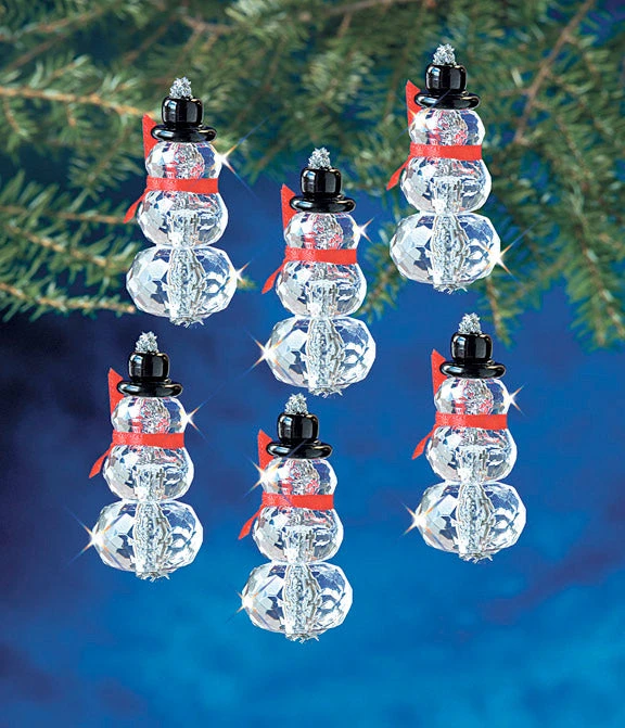 Faceted Elegant Snowmen Ornaments 1 Faceted Elegant Snowmen Ornaments