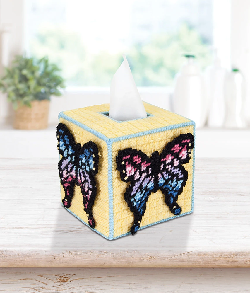 Prism Butterfly Tissue Box Cover Plastic Canvas Kit 1 Prism Butterfly Tissue Box Cover Plastic Canvas Kit