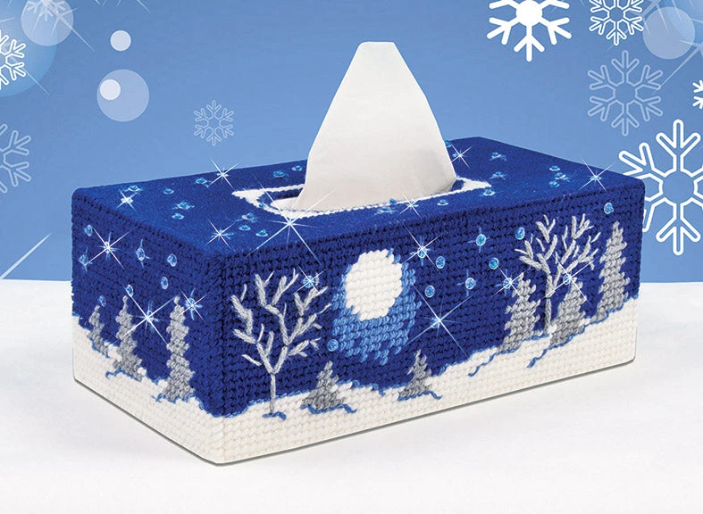 Starry Night Tissue Box Cover Plastic Canvas Kit 1 Starry Night Tissue Box Cover Plastic Canvas Kit