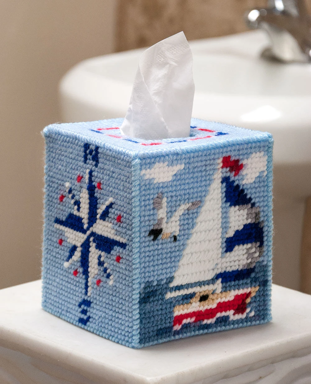 Set Sail Tissue Box Cover Plastic Canvas Kit 1 Set Sail Tissue Box Cover Plastic Canvas Kit