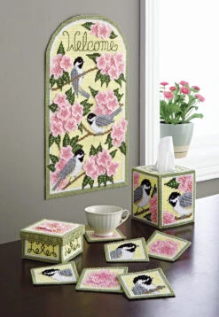 Chickadee And Apple Blossom Plastic Canvas Ensemble