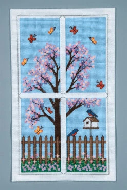 Spring Window Frame Wall Hanging Plastic Canvas Kit