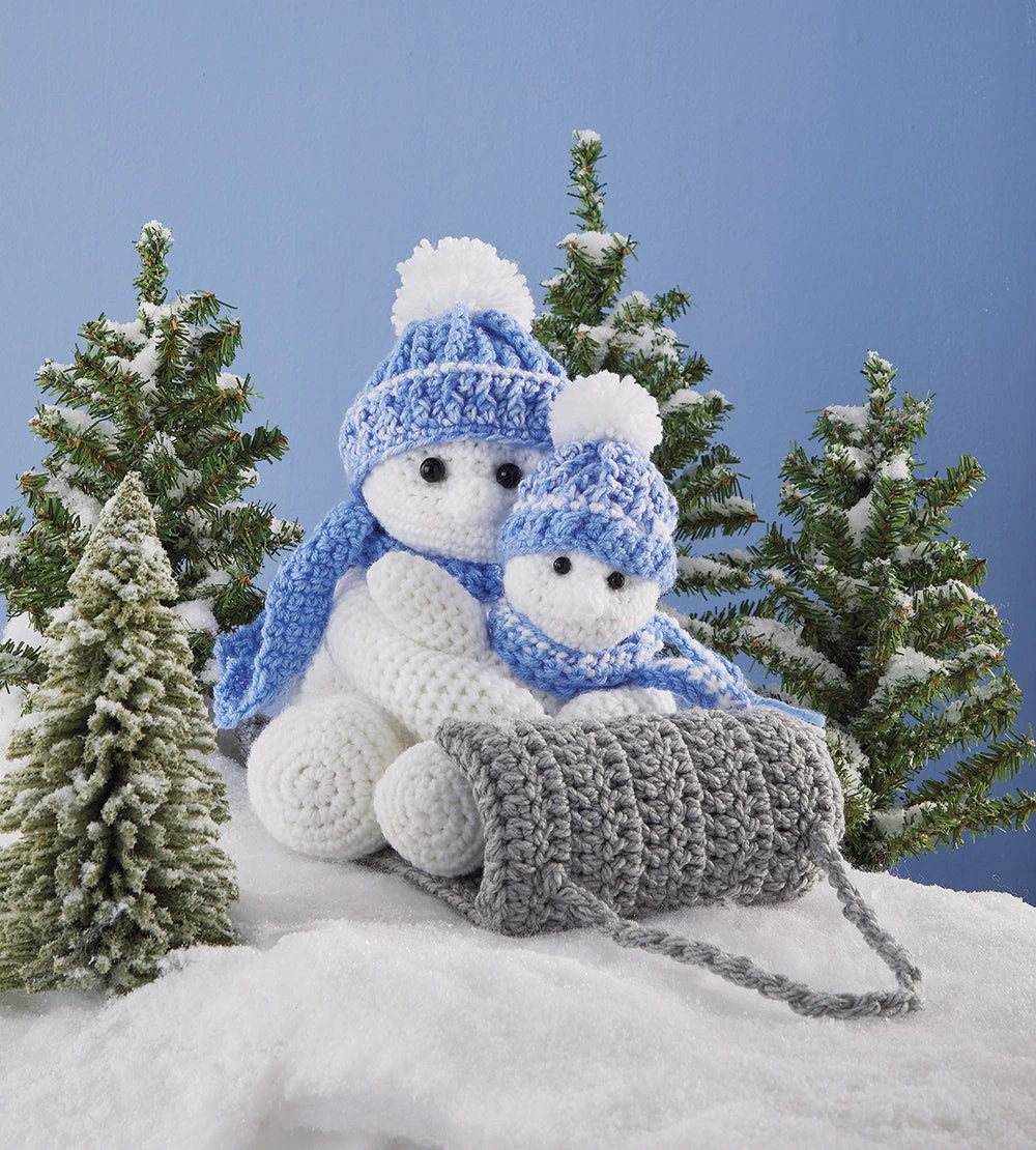 Sledding Snowmen Crochet Kit 1 Sledding Snowmen Crochet Kit
