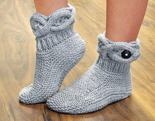 Cabled Cuff Slippers (Size 7-9") 1 Cabled Cuff Slippers (Size 7-9")