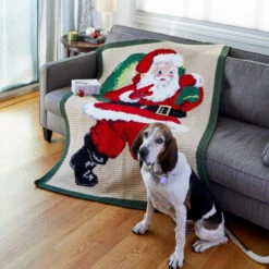 The Night Before Christmas Throw -Crocheting Supplies Store santa web 0274