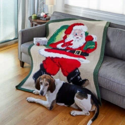 The Night Before Christmas Throw -Crocheting Supplies Store santa web 0275